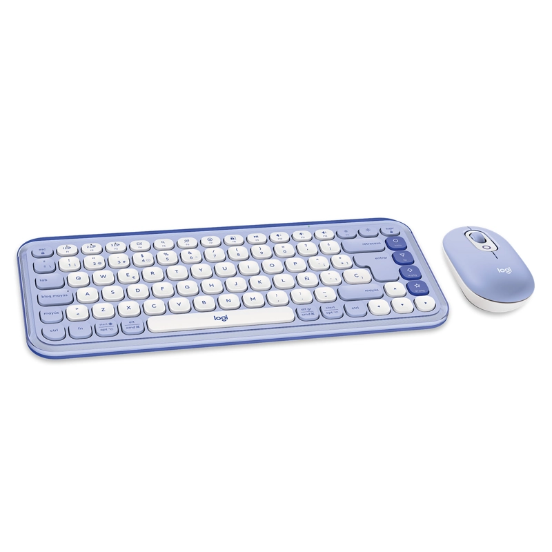 KIT TECLADO Y MOUSE LOGITECH POP ICON, ESPAÑOL, LILA - 1