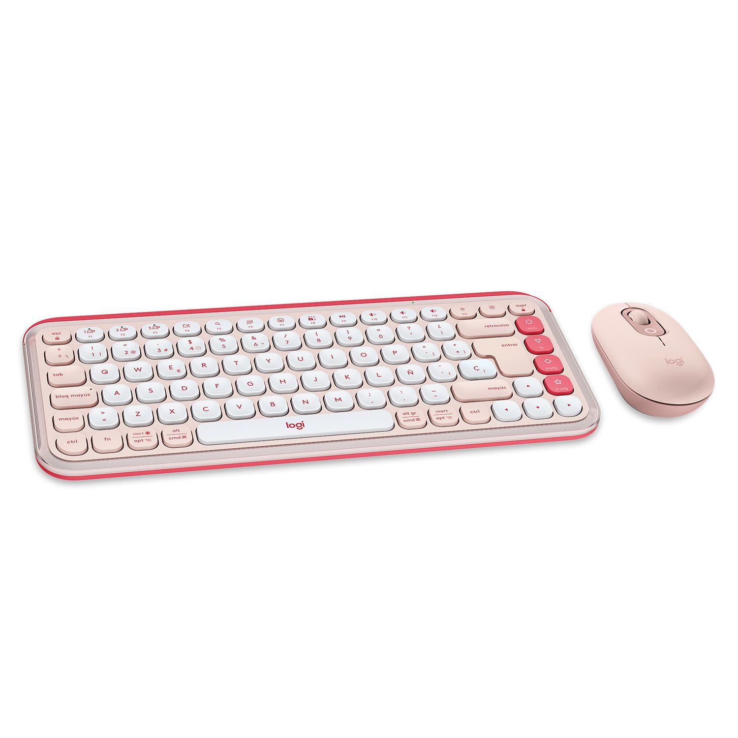 KIT TECLADO Y MOUSE LOGITECH POP ICON, ESPAÑOL, ROSADO - 1