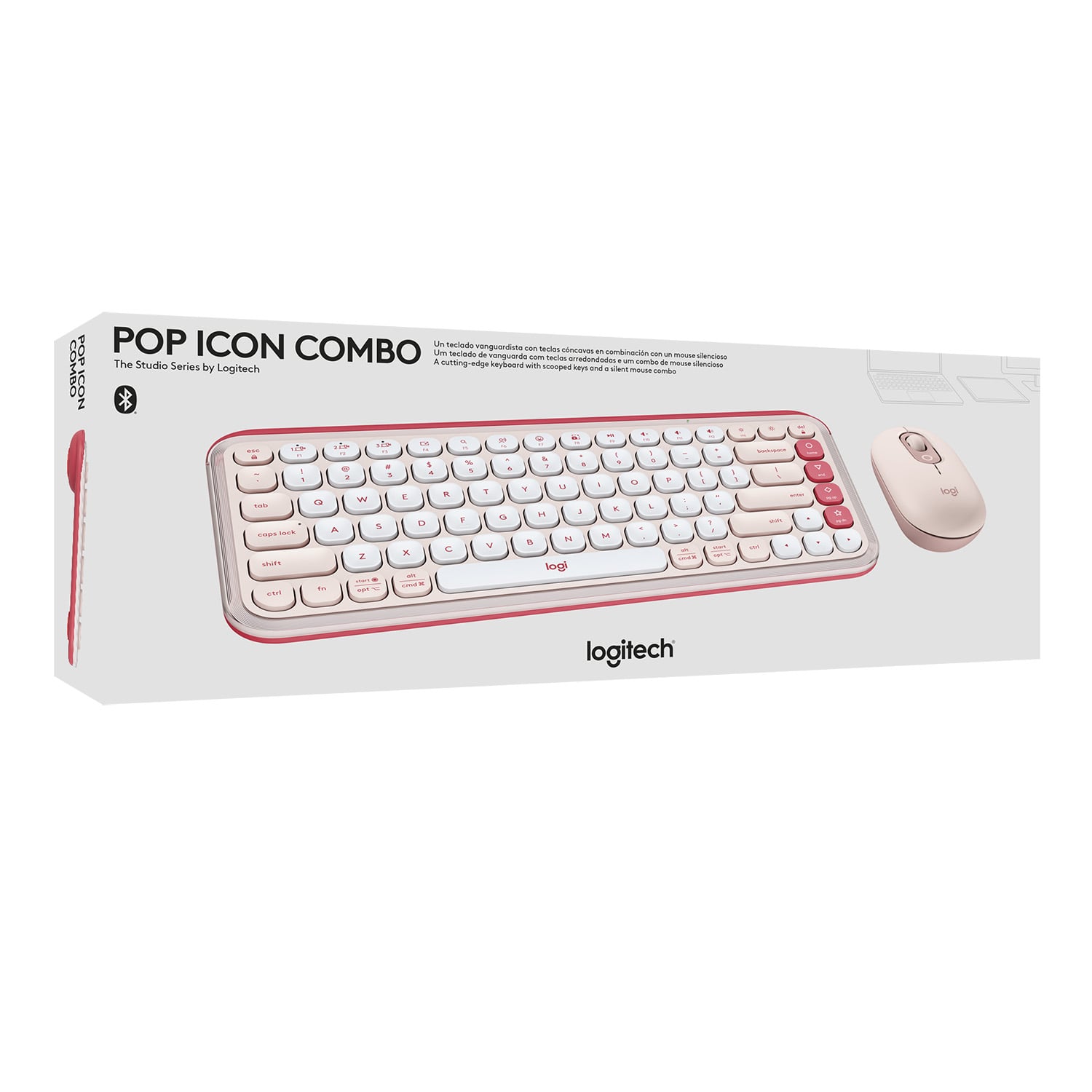 KIT TECLADO Y MOUSE LOGITECH POP ICON, ESPAÑOL, ROSADO - 3