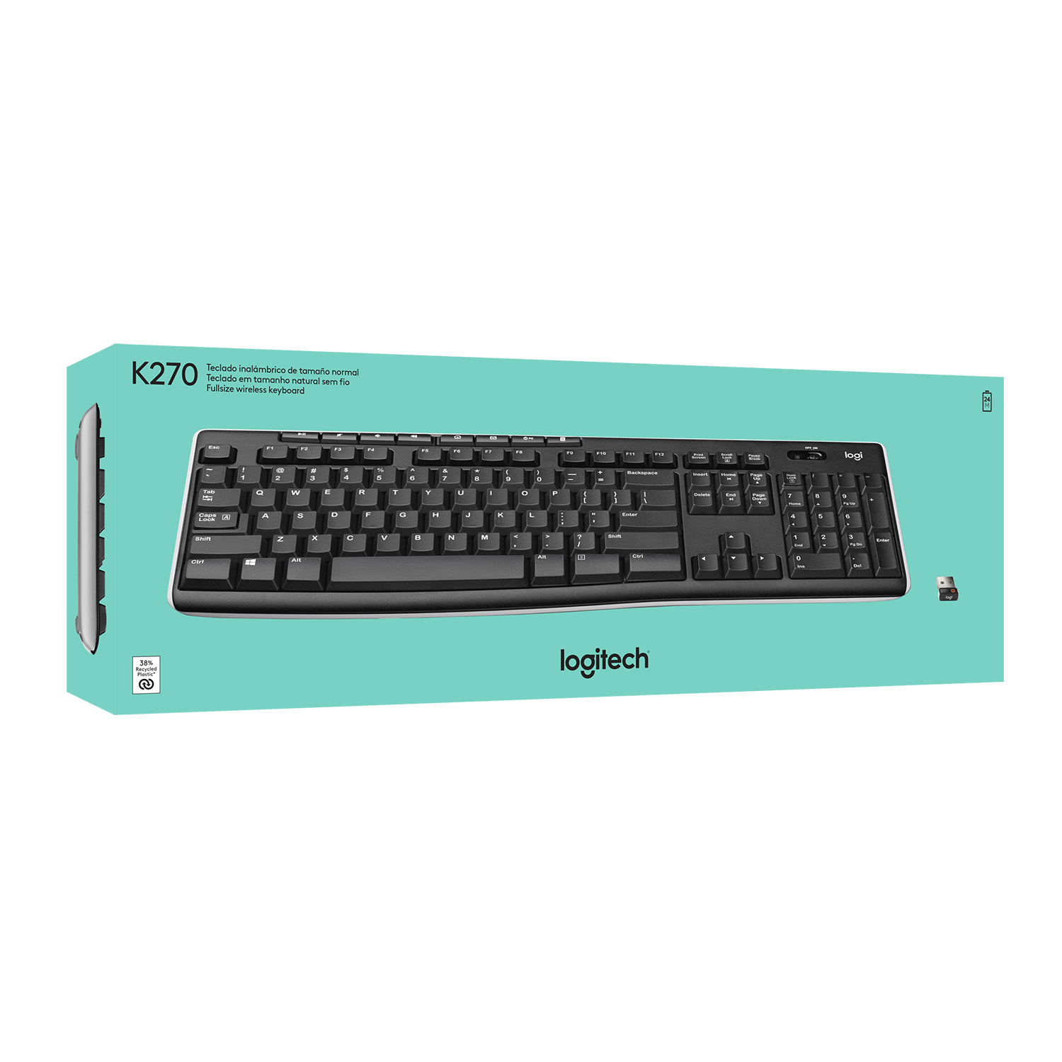 TECLADO INALAMBRICO LOGITECH K270 RECEPTOR 2.4 GHZ NEGRO - 4