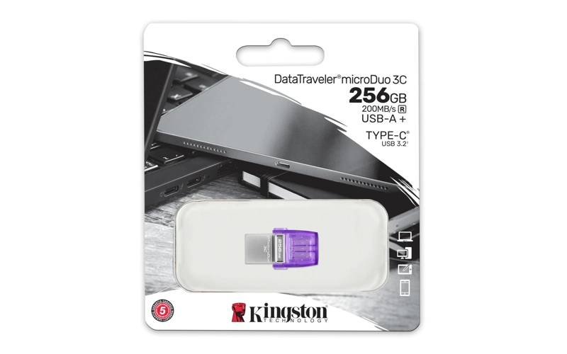 PENDRIVE KINGSTON DATATRAVELER MICRODUO 3C 256GB USB Y USB-C - 5