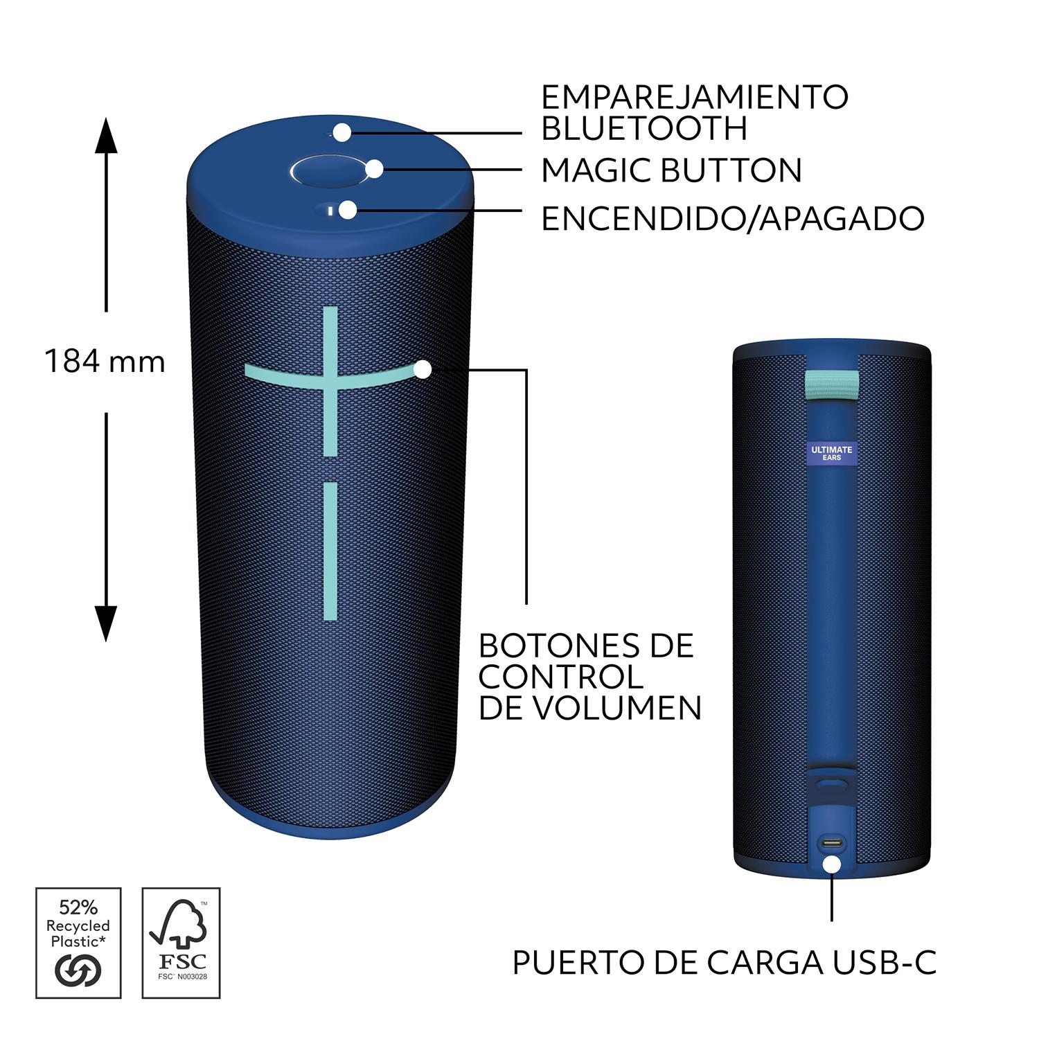 PARLANTE INALAMBRICO BLUETOOTH ULTIMATE EARS BOOM 4 AZUL - 7