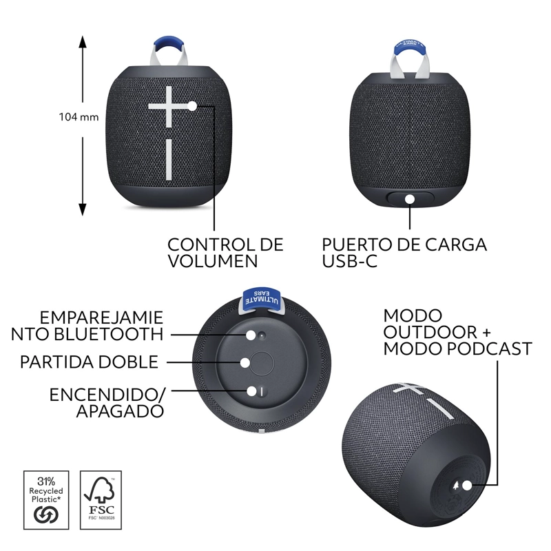 PARLANTE LOGITECH NEGRO PORT. WONDERBOOM 4 - 9