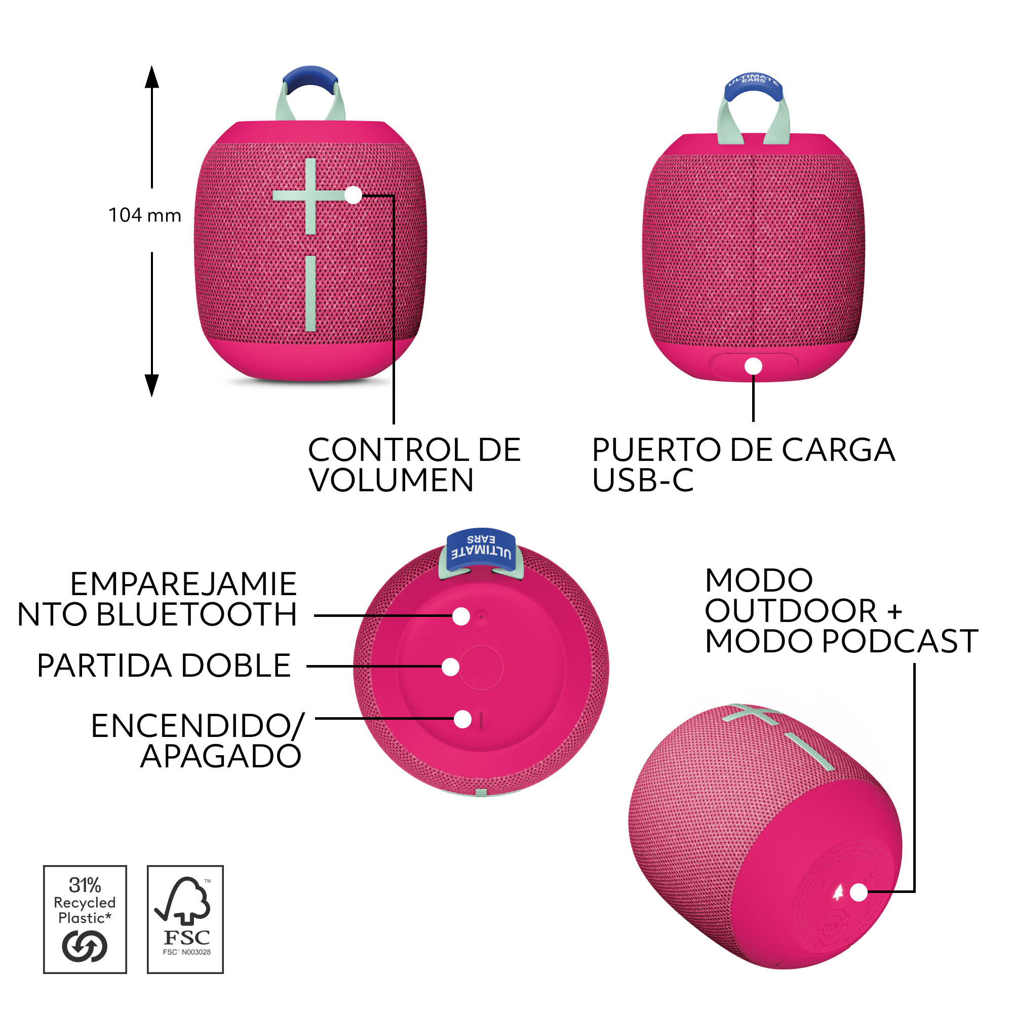 PARLANTE LOGITECH INALÁMBRICO PORTÁTIL ULTIMATE EARS WONDERBOOM 4 - 4