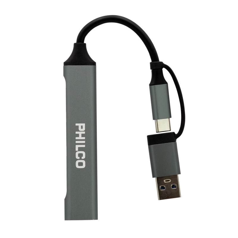 HUB 4 EN 1 TIPO C A USB COLOR PLATEADO - 3