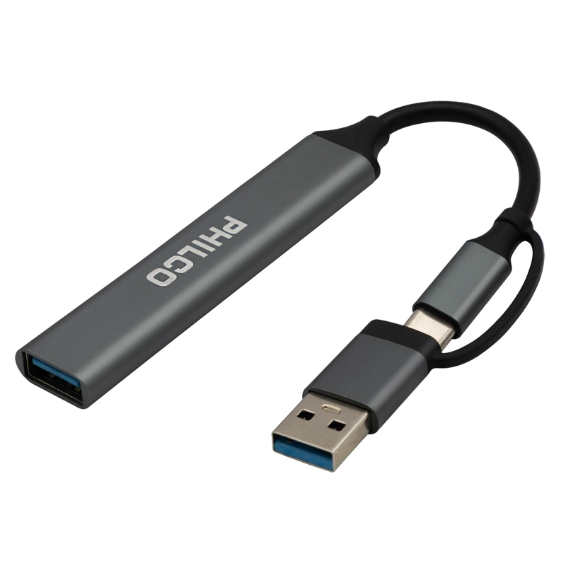 HUB 4 EN 1 TIPO C A USB COLOR PLATEADO - 4