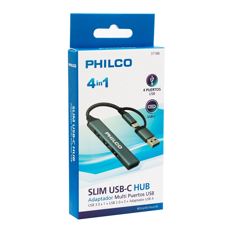 HUB 4 EN 1 TIPO C A USB COLOR PLATEADO - 5