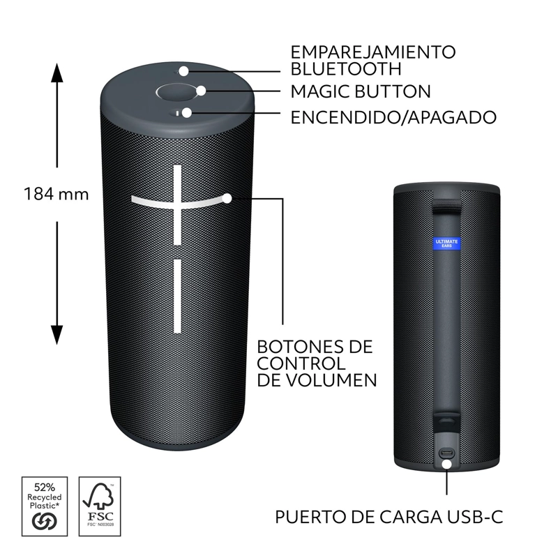 PARLANTE INALAMBRICO BLUETOOTH ULTIMATE EARS BOOM 4 NEGRO - 8