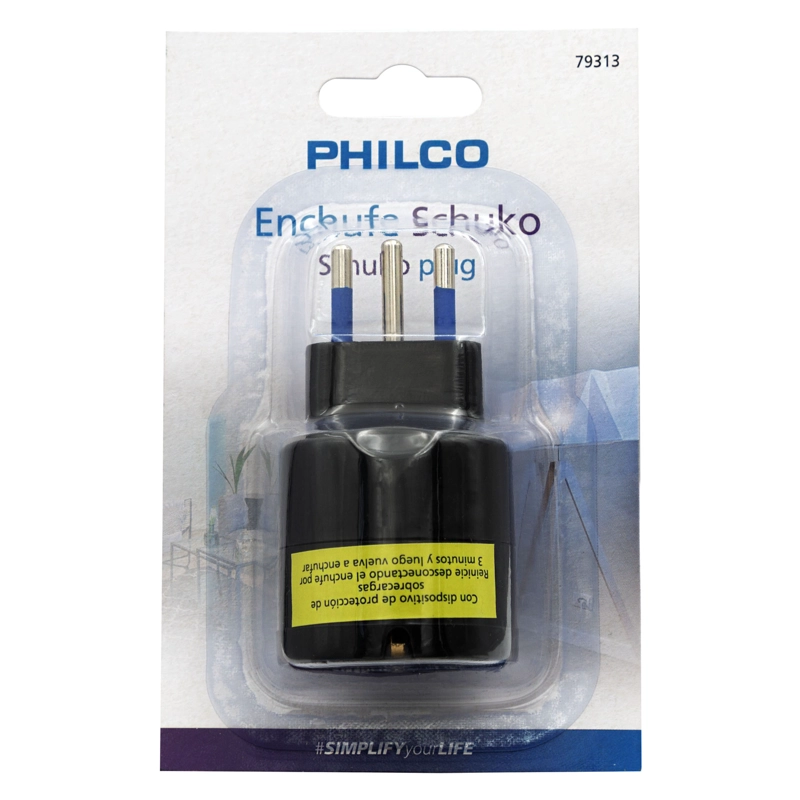 ENCHUFE SCHUKO 79313 C/PROTECTOR / SOBRECARGA NEGRO PHILCO - 4