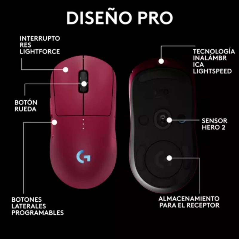 MOUSE INALAMBRICO GAMER LOGITECH G PRO 2 LIGHTSPEED MAGENTA - 3