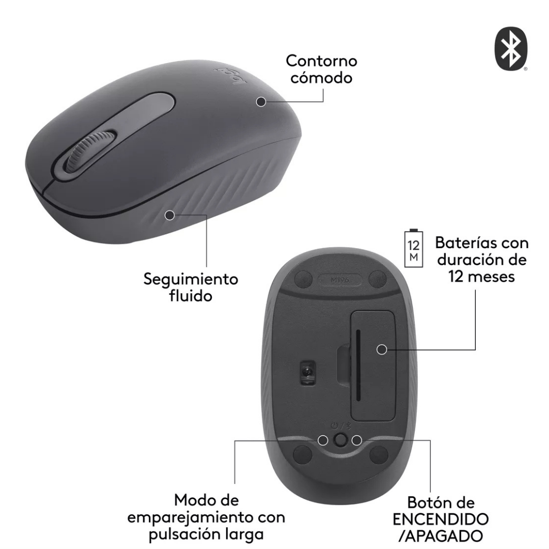 MOUSE INALAMBRICO BLUETOOTH LOGITECH M196 GRAFITO - 3