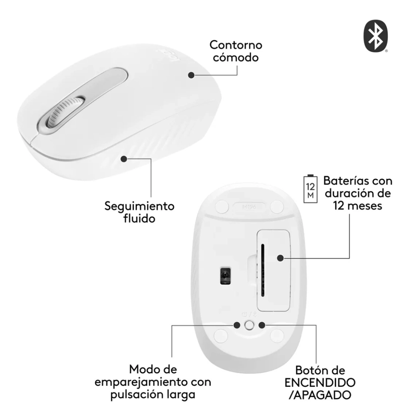 MOUSE INALAMBRICO BLUETOOTH LOGITECH M196 BLANCO - 4