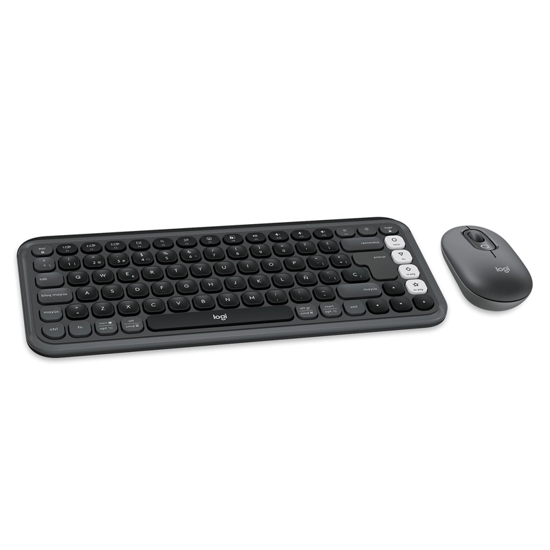 KIT TECLADO Y MOUSE LOGITECH POP ICON, ESPAÑOL, GRAFITO - 1