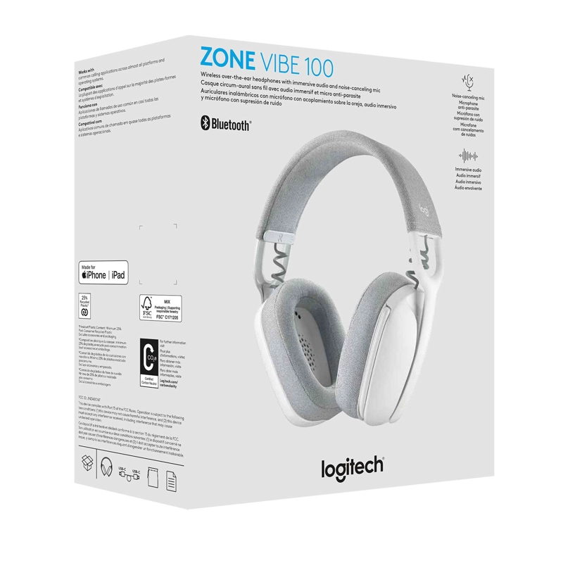 LOGITECH ZONE VIBE 100 HEADSET INALAMBRICO C MICROFONO WHITE - 6
