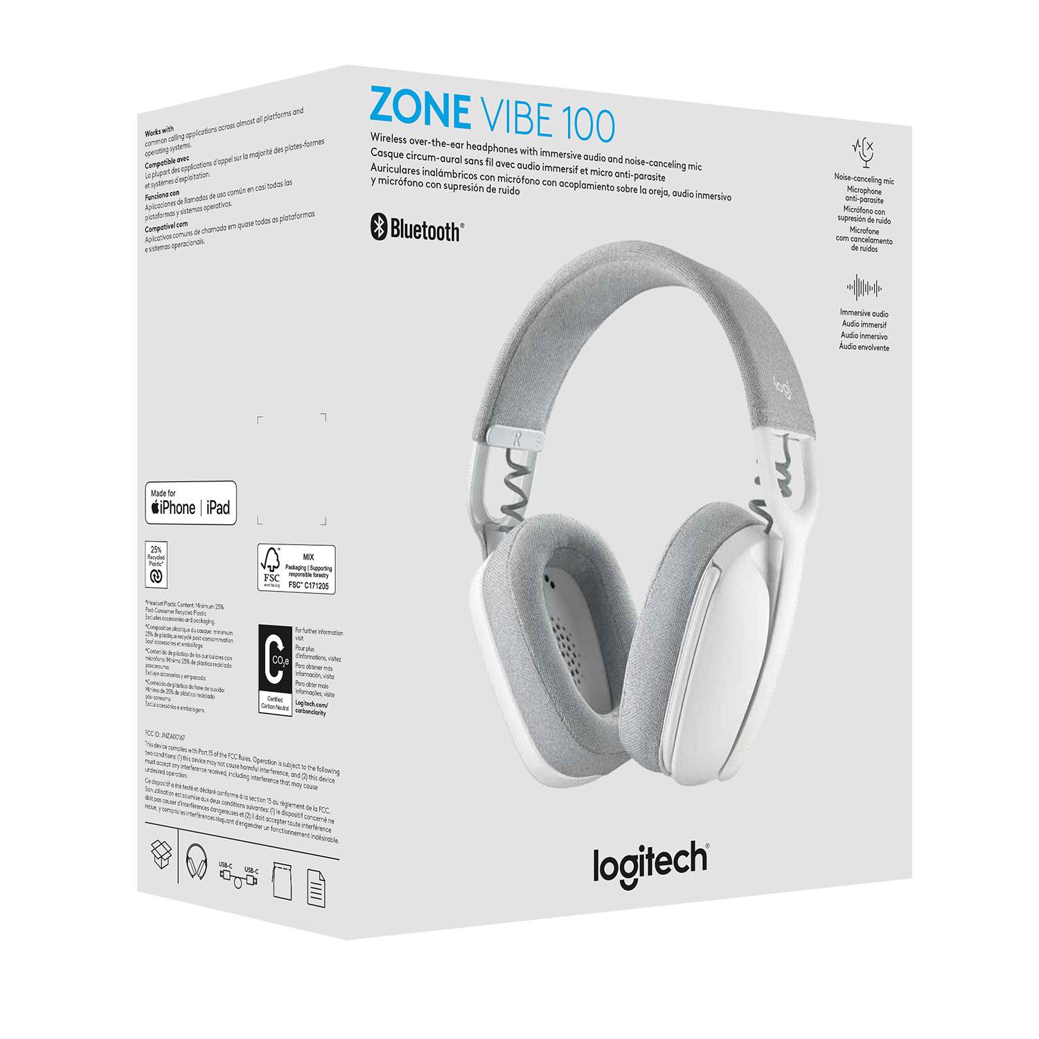 LOGITECH ZONE VIBE 100 HEADSET INALAMBRICO C MICROFONO WHITE - 6