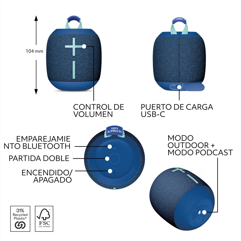 PARLANTE LOGITECH AZUL PORT. WONDERBOOM 4 - 9