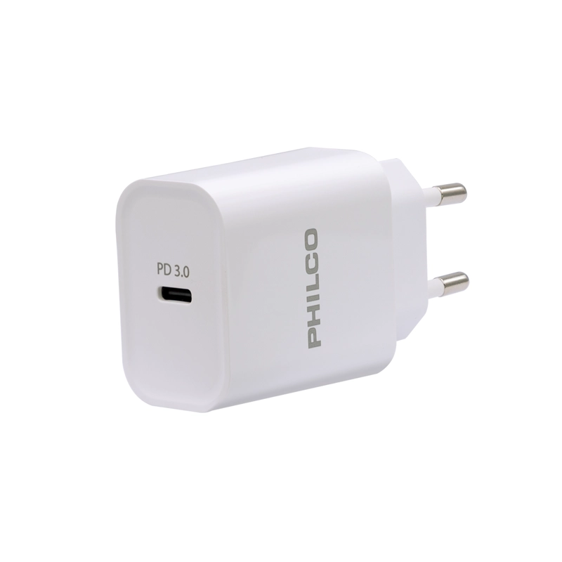 CARGADOR DE PARED QC3.0 C/PUERTO TIPO C SIN CABLE 20W PHILCO - 1