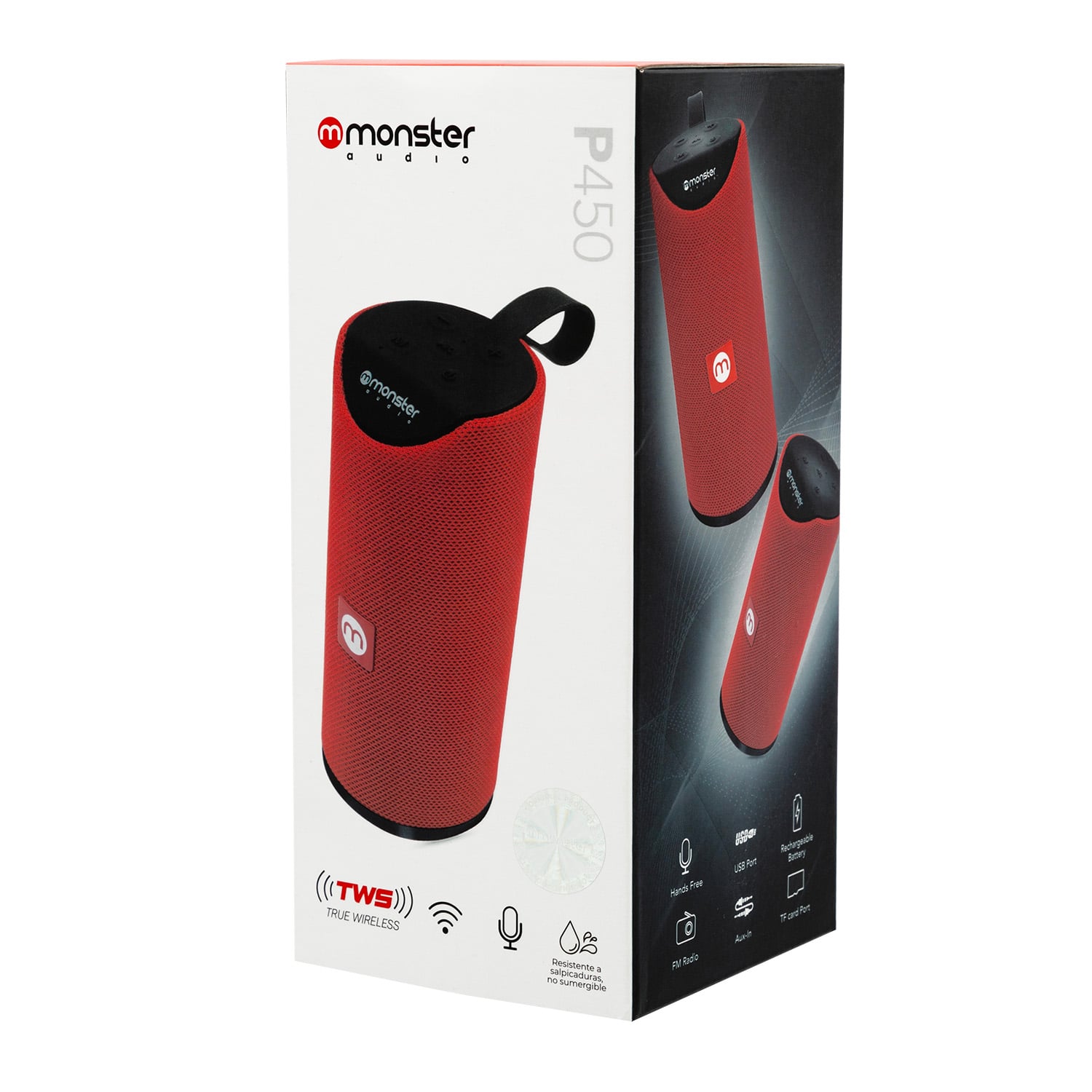 PARLANTE BT MONSTER AUDIO 450R ROJO OPEN BOX - 3