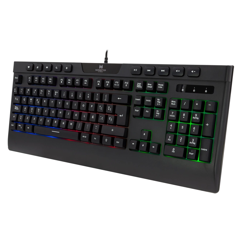 TECLADO GAMER MONSTER INCEPTION QWERTY COLOR NEGRO CON LUZ MULTICOLOR OPEN BOX - 4