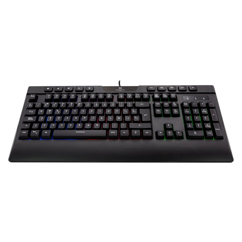 TECLADO GAMER MONSTER INCEPTION QWERTY COLOR NEGRO CON LUZ MULTICOLOR OPEN BOX - 5