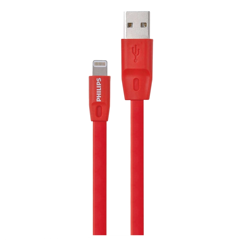 CABLE PHILIPS DLC2518C MICRO-USB 1.2 MTS ROJO PLANO OPEN BOX - 1