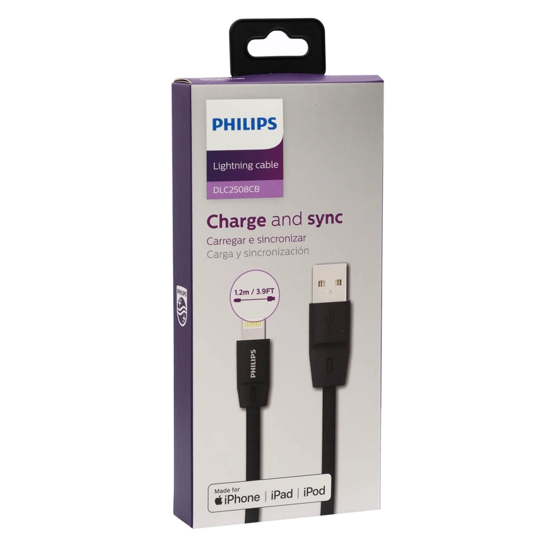 CABLE LIGHTNING 1.2 MTS GOMA PLANO NEGRO DLC2508CB OPEN BOX - 2
