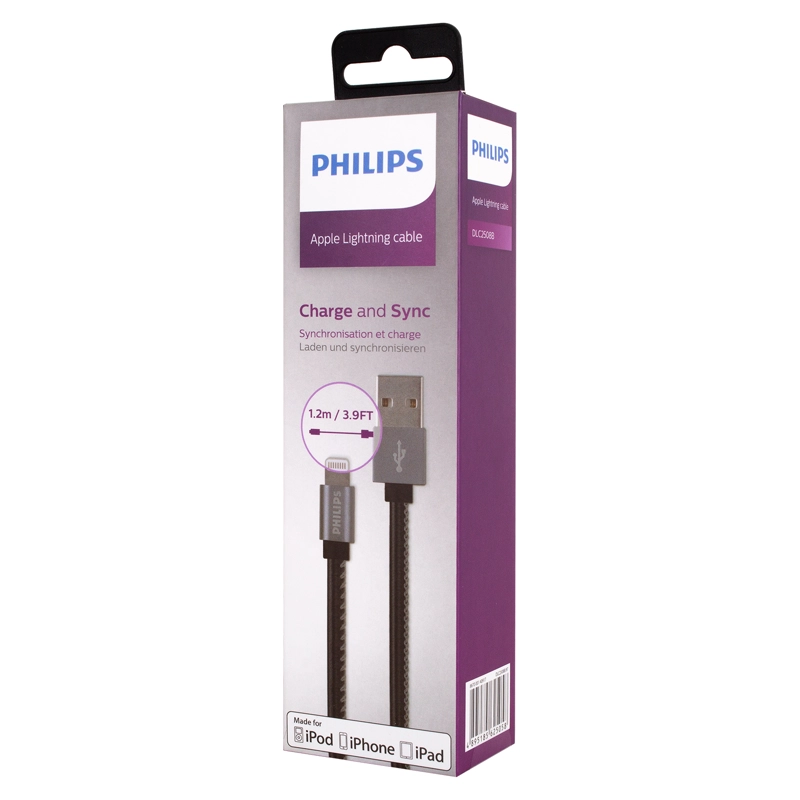 CABLE LIGHTNING 1.2 MTS GOMA PLANO NEGRO DLC2508CB OPEN BOX - 6