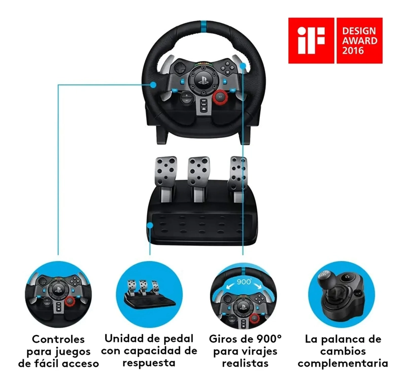 KIT VOLANTE NEGRO CON PEDALES Y PALANCA LOGITECH COM01 - 8