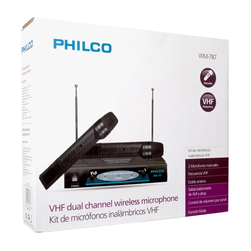 MICROFONOS INALAMBRICOS VHF PHILCO PRO OPEN BOX - 1