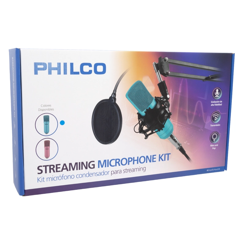 KIT STUDIO MICROPH C/SOP/POP/STAND/USB SOUND CARD AZUL OPEN BOX - 1
