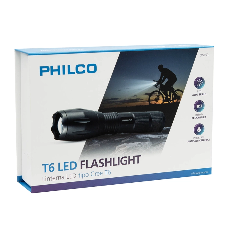 LINTERNA LED PHILCO CREE T6 SW150 COLOR DE LA LINTERNA NEGRO COLOR DE LA LUZ BLANCO OPEN BOX - 6