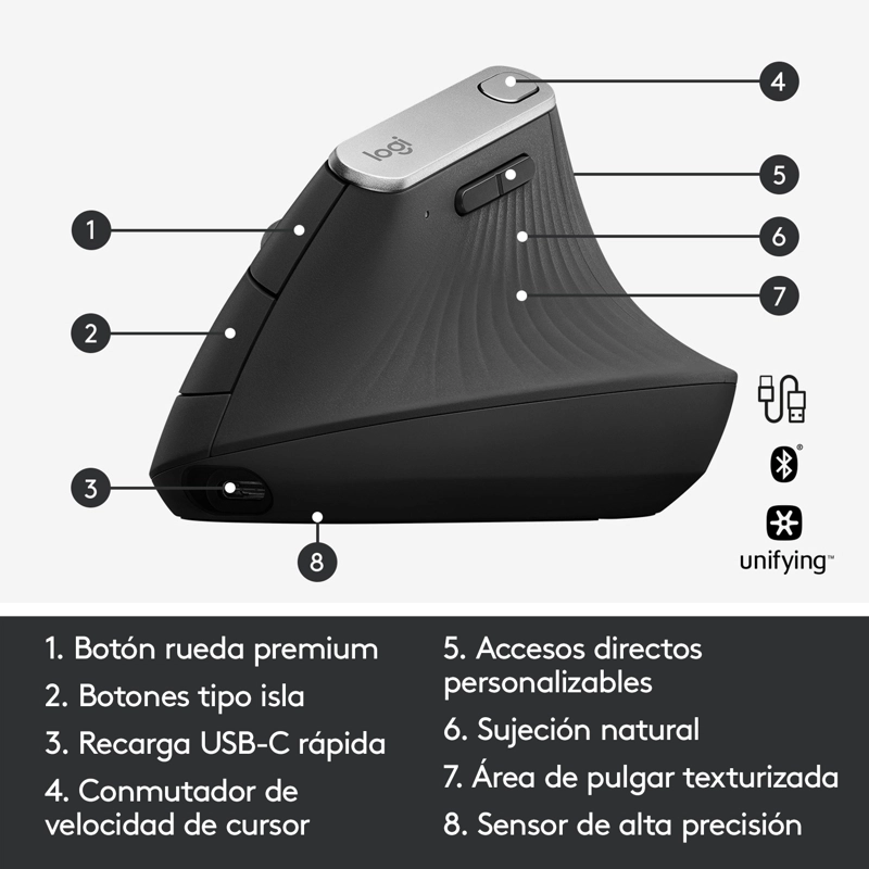 MOUSE, MX VERTICAL, GRAFITO - 6