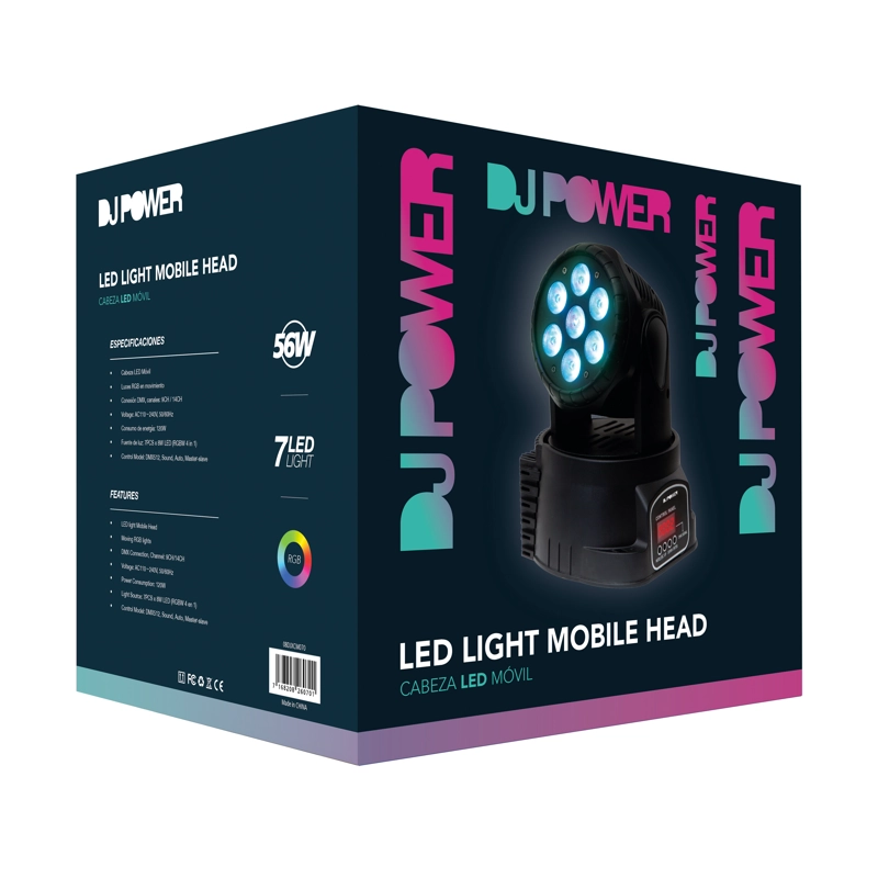 CABEZA MOVIL LED DMX RITMICA 56W DJPOWER OPEN BOX - 3