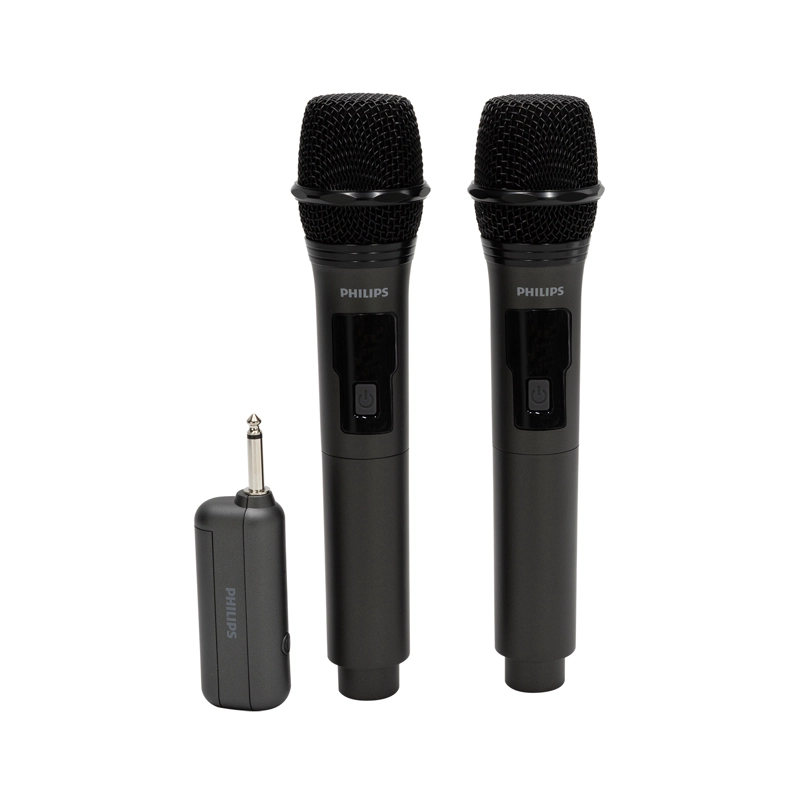 SET 2 MICROFONOS INALAMBRICOS PHILIPS RECARGABLES CON RECEPTOR DLM3401TP - 1