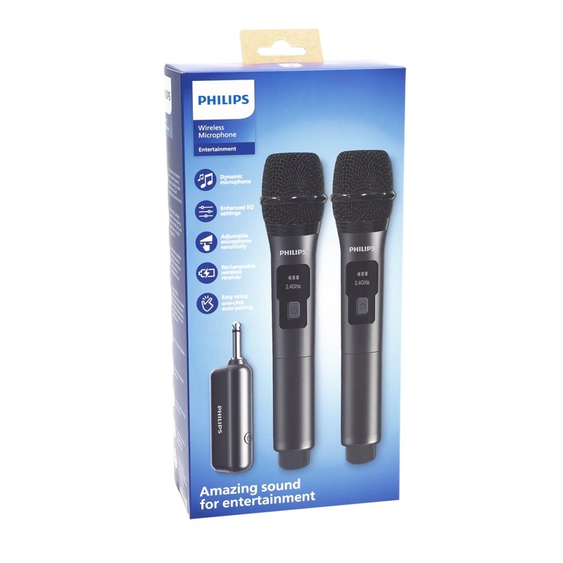 SET 2 MICROFONOS INALAMBRICOS PHILIPS RECARGABLES CON RECEPTOR DLM3401TP - 5