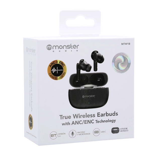 AUDIFONOS BLUETOOTH TRUE WIRELESS MONSTER TW18 METAL GREY - 6
