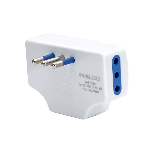 ENCHUFE TRIPLE PLANO 2500W 10A BLANCO - 1
