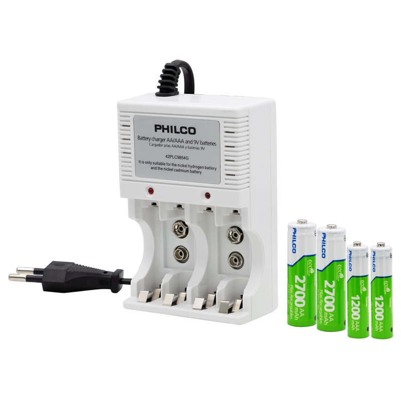 CARGADOR C/2 PILAS AA 2700 MAH + 2 AAA 1200 MAH PRE-CARGADAS - 4