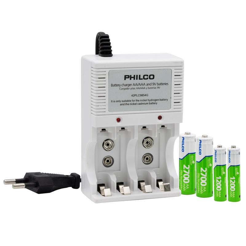 CARGADOR C/2 PILAS AA 2700 MAH + 2 AAA 1200 MAH PRE-CARGADAS - 6