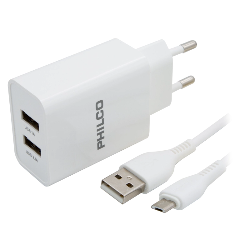 CARGADOR 2USB CARGA RAPIDA 2.1A CONECTOR TIPOB PHILCO R2100 - 3