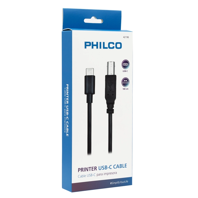 CABLE USB-C A IMPRESORA 1.8 MT PHILCO - 1