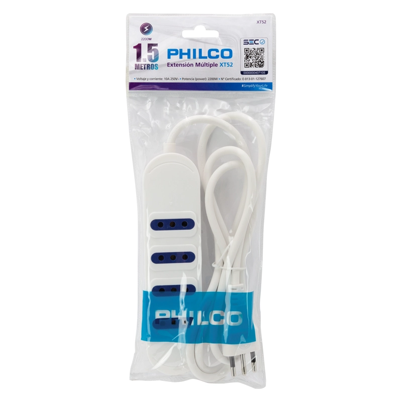 ALARGADOR XT52 4 POSICIONES 1.5 MT PHILCO COLOR BLANCO - 1