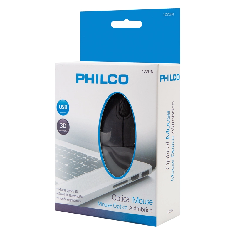 MOUSE OPTICO USB NEGRO PHILCO - 1
