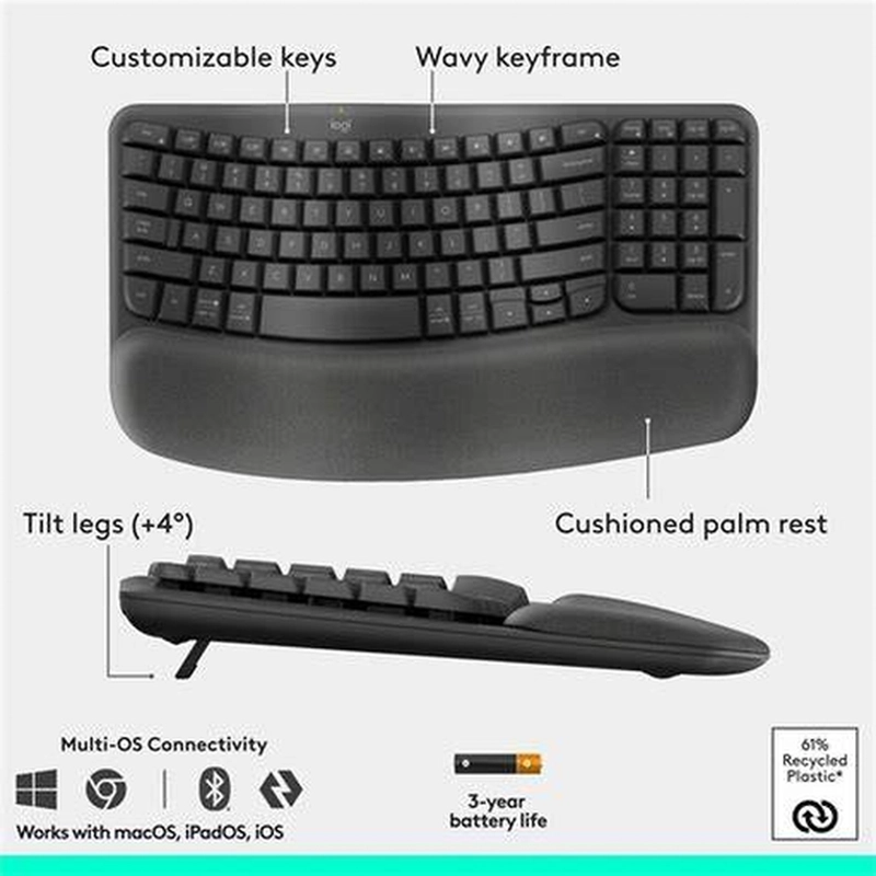 COMBO LOGITECH WAVE KEYS + MOUSE LIFT GRAFITO - 5