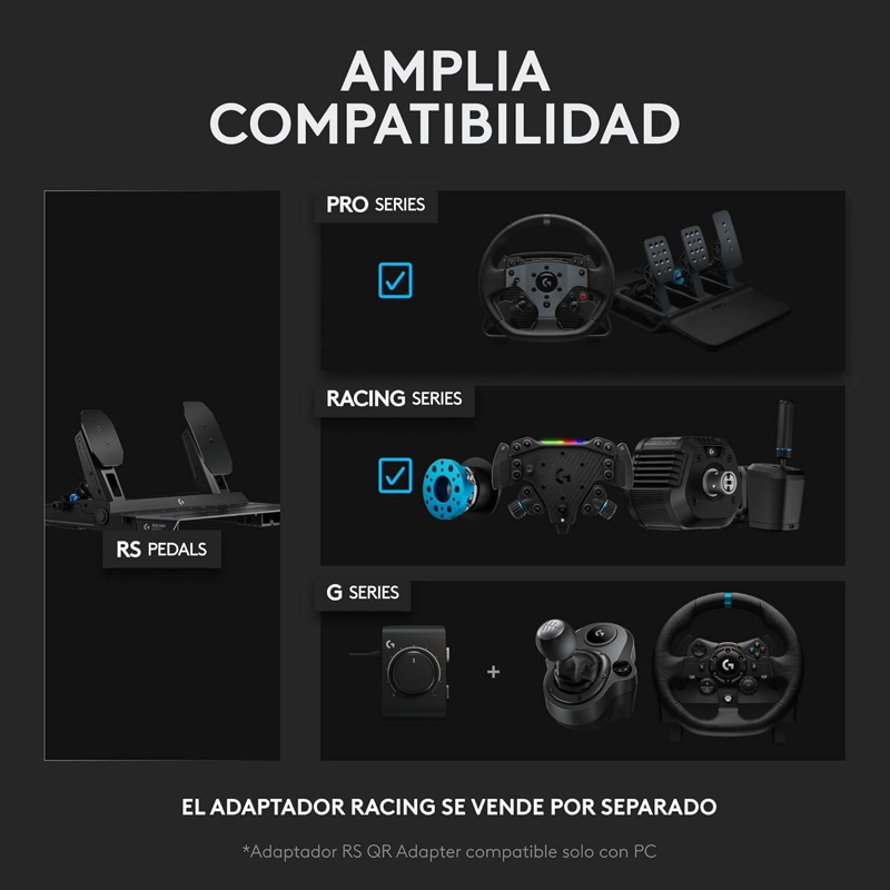 PEDALES LOGITECH RS PARA VOLANTE NEGRO - 6