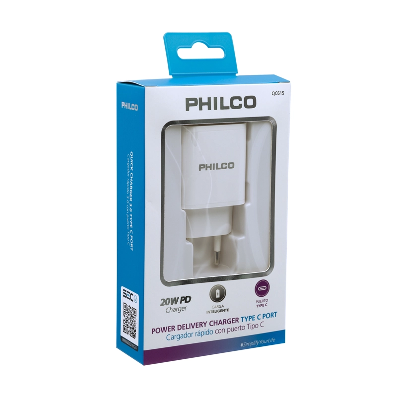 CARGADOR DE PARED PHILCO QC 3.0 USB-C 20W OPEN BOX - 1