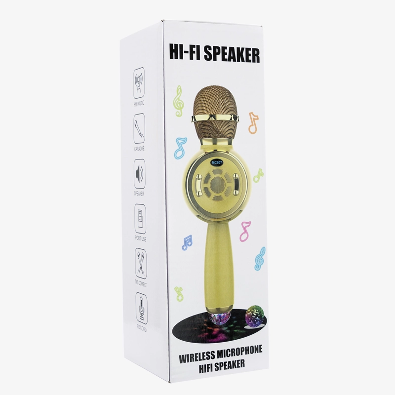 MICROFONO KARAOKE TWS RGB DORADO OPEN BOX - 3