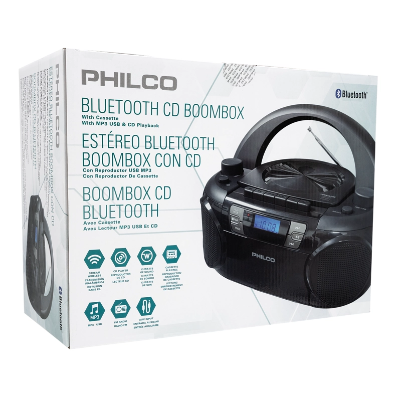 RADIO BOOMBOX PHILCO PJC7000BT/BK CD CASSETTE BT OPEN BOX - 3
