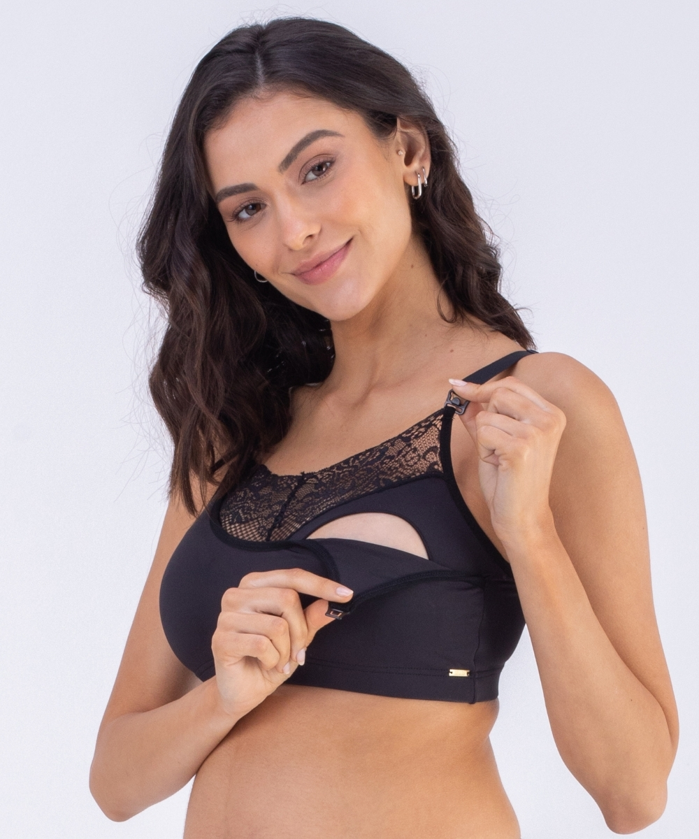 SOSTÉN LACTANCIA MUJER 2RIOS SEMI ENCAJE NEGRO - 1