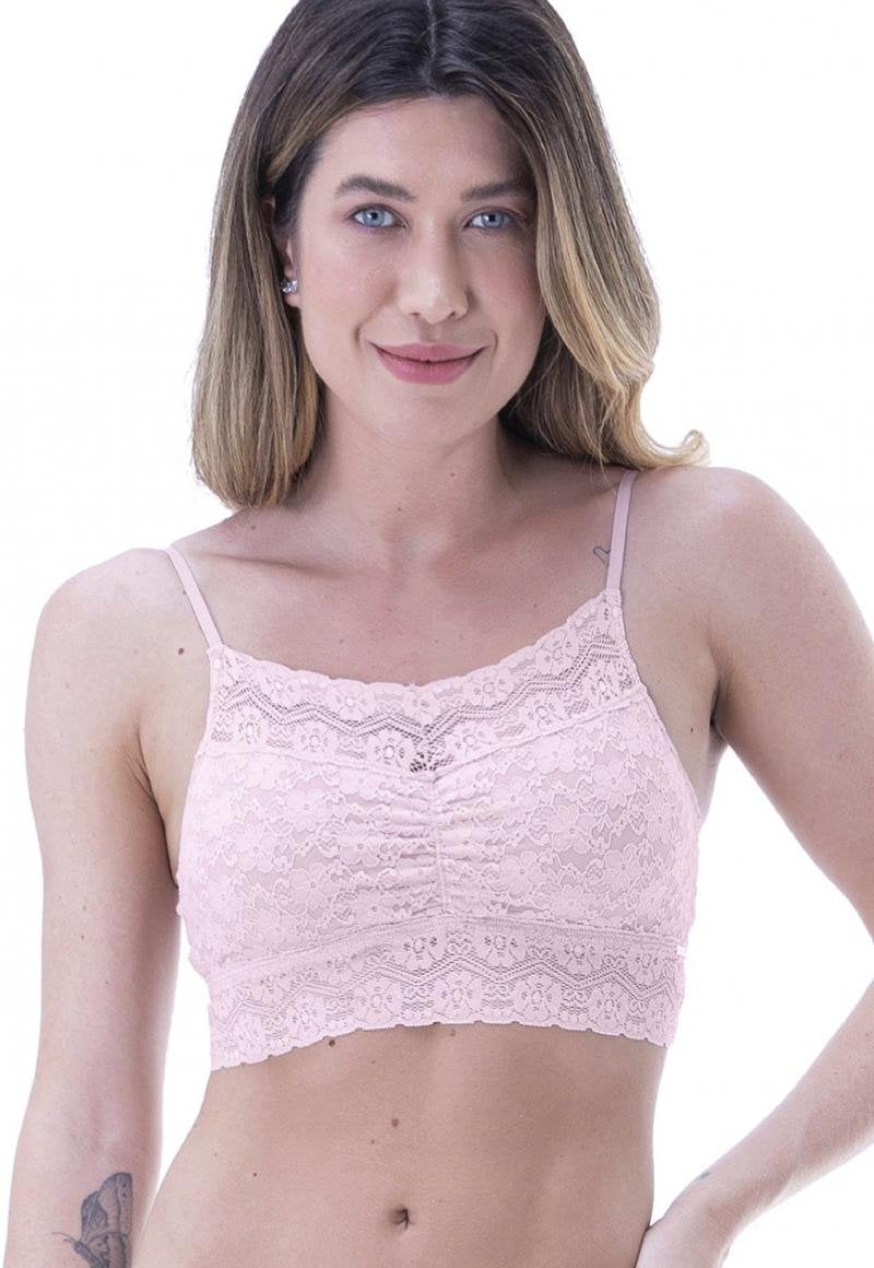 TOP MUJER 2RIOS ENCAJE RECOGIDO PALO ROSA - 1